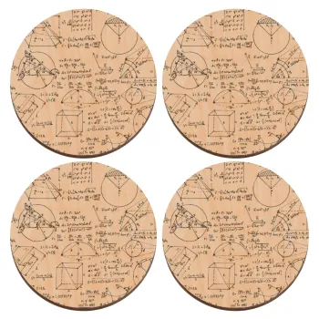 Γεωμετρία, ΣΕΤ x4 Σουβέρ ξύλινα στρογγυλά plywood (9cm)