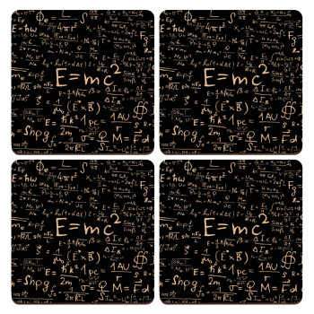 Physics, ΣΕΤ x4 Σουβέρ ξύλινα τετράγωνα plywood (9cm)