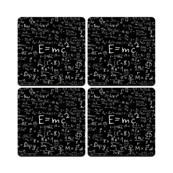 Physics, ΣΕΤ 4 Σουβέρ ξύλινα τετράγωνα (9cm)