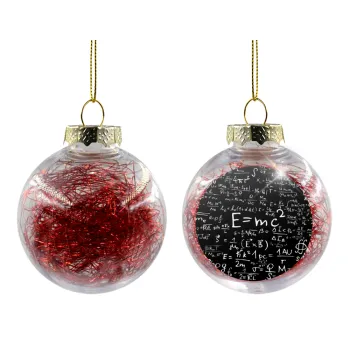 Φυσική, Στολίδι Χριστουγεννιάτικη μπάλα δένδρου διάφανη με κόκκινο γέμισμα 8cm