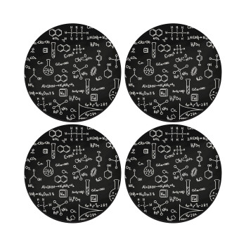 Chemical, SET of 4 round wooden coasters (9cm)