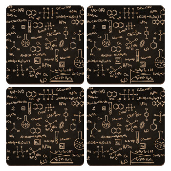 Chemical, ΣΕΤ x4 Σουβέρ ξύλινα τετράγωνα plywood (9cm)