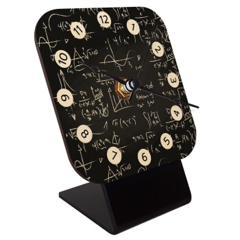 Math's, Quartz Table clock in natural wood (10cm)