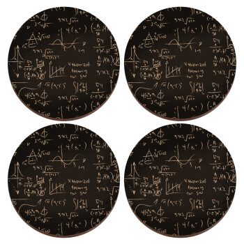 Math's, ΣΕΤ x4 Σουβέρ ξύλινα στρογγυλά plywood (9cm)