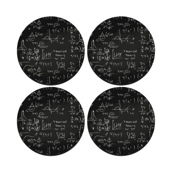 Math's, SET of 4 round wooden coasters (9cm)
