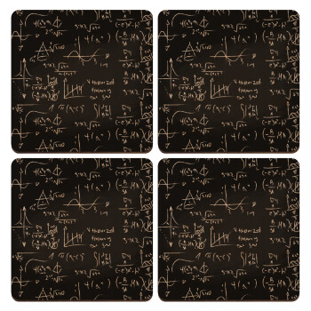 Math's, ΣΕΤ x4 Σουβέρ ξύλινα τετράγωνα plywood (9cm)