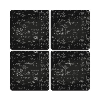 Math's, ΣΕΤ 4 Σουβέρ ξύλινα τετράγωνα (9cm)