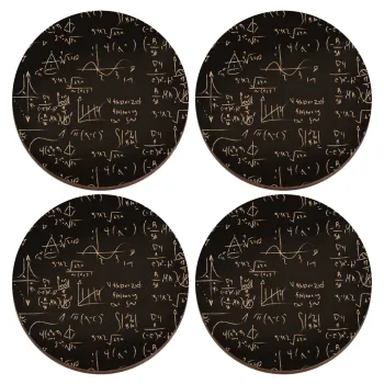 Μαθηματικά, ΣΕΤ x4 Σουβέρ ξύλινα στρογγυλά plywood (9cm)