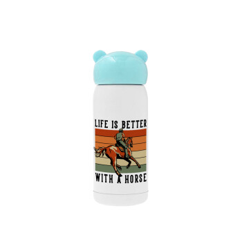 Life is Better with a Horse, Γαλάζιο ανοξείδωτο παγούρι θερμό (Stainless steel), 320ml