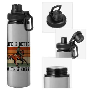 Life is Better with a Horse, Μεταλλικό παγούρι νερού με καπάκι ασφαλείας, αλουμινίου 850ml