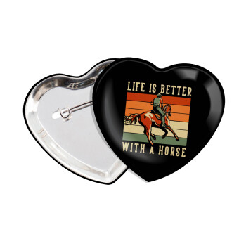 Life is Better with a Horse, Κονκάρδα παραμάνα καρδιά (57x52mm)