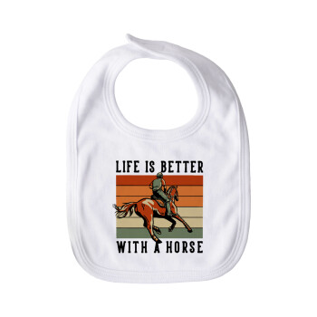 Life is Better with a Horse, Σαλιάρα Βαμβακερή με Σκρατς μεγάλη (35x28cm)