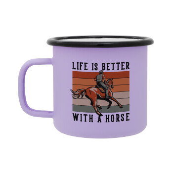 Life is Better with a Horse, Κούπα Μεταλλική εμαγιέ ΜΑΤ Light Pastel Purple 360ml