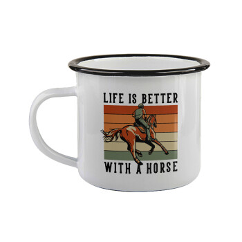 Life is Better with a Horse, Κούπα εμαγιέ με μαύρο χείλος 360ml