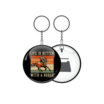 Life is Better with a Horse, Μπρελόκ μεταλλικό 5cm με ανοιχτήρι