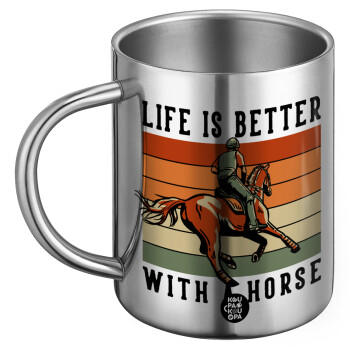Life is Better with a Horse, BIG Mug Stainless steel double wall (450ml)