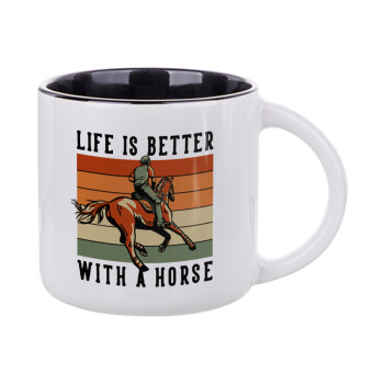 Life is Better with a Horse, Κούπα κεραμική 400ml Λευκή/Μαύρη