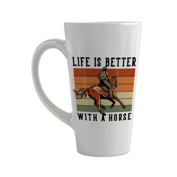 Life is Better with a Horse, Κούπα κωνική Latte Μεγάλη, κεραμική, 450ml