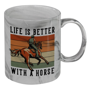 Life is Better with a Horse, Mug ceramic marble style, 330ml