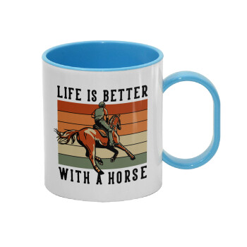 Life is Better with a Horse, Κούπα (πλαστική) (BPA-FREE) Polymer Μπλε για παιδιά, 330ml