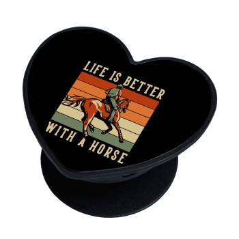 Life is Better with a Horse, Phone Holders Stand  καρδιά Μαύρο Βάση Στήριξης Κινητού στο Χέρι