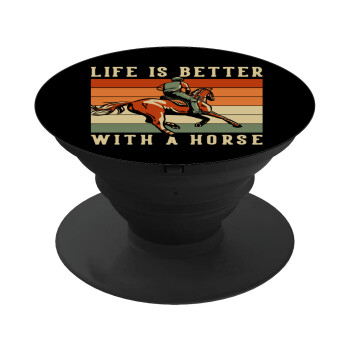 Life is Better with a Horse, Phone Holders Stand  Black Hand-held Mobile Phone Holder