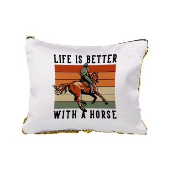 Life is Better with a Horse, Τσαντάκι νεσεσέρ με πούλιες (Sequin) Χρυσό