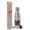 Easter Set, metallic Inox water bottle (750ml) & aromatic flat Easter candle (30cm) (GRAY)
