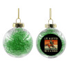 Transparent Christmas tree ball ornament with green filling 8cm
