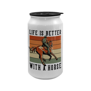 Life is Better with a Horse, Κούπα ταξιδιού μεταλλική με καπάκι (tin-can) 500ml