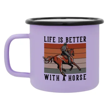 Life is Better with a Horse, Κούπα Μεταλλική εμαγιέ ΜΑΤ Light Pastel Purple 360ml