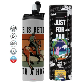 Life is Better with a Horse, Tumbler stainless steel GREY 600ml