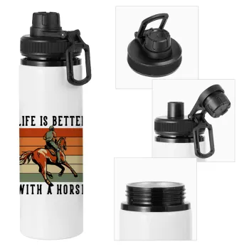 Life is Better with a Horse, Metal water bottle with safety cap, aluminum 850ml