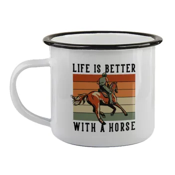 Life is Better with a Horse, Κούπα εμαγιέ με μαύρο χείλος 360ml