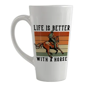 Life is Better with a Horse, Κούπα κωνική Latte Μεγάλη, κεραμική, 450ml