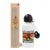 Easter Set, metallic aluminum water bottle (500ml) & aromatic flat Easter candle (30cm) (GRAY)