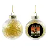 Transparent Christmas tree ball ornament with gold filling 8cm