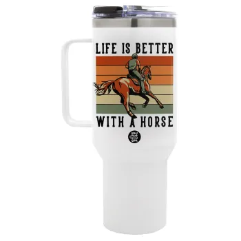 Life is Better with a Horse, Mega Tumbler με καπάκι, διπλού τοιχώματος (θερμό) 1,2L