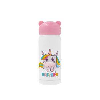 Unicorns cube, Pink stainless steel thermal flask, 320ml