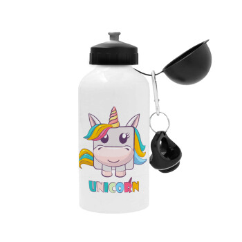Unicorns cube, Metal water bottle, White, aluminum 500ml