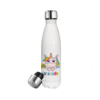 Unicorns cube, Metal mug thermos White (Stainless steel), double wall, 500ml