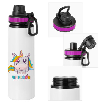 Unicorns cube, Metallic water bottle with safety lid, 850ml aluminum