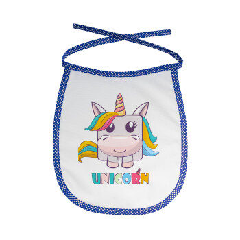 Unicorns cube, Σαλιάρα μωρού αλέκιαστη με κορδόνι Μπλε