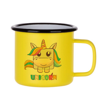 Unicorns cube, Metallic enamel MATT Yellow cup 360ml