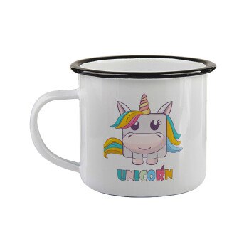 Unicorns cube, Κούπα εμαγιέ με μαύρο χείλος 360ml