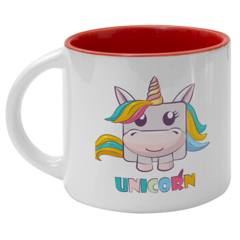 Unicorns cube, Κούπα κεραμική 400ml Λευκή/Κόκκινη
