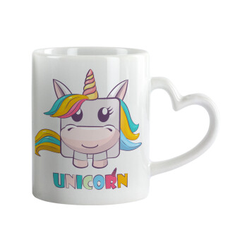 Unicorns cube, Mug heart handle, ceramic, 330ml