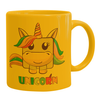 Unicorns cube, Κούπα, κεραμική κίτρινη, 330ml (1 τεμάχιο)