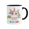 Unicorns cube, Κούπα χρωματιστή μαύρη, κεραμική, 330ml
