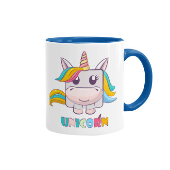 Unicorns cube, Mug colored blue, ceramic, 330ml
